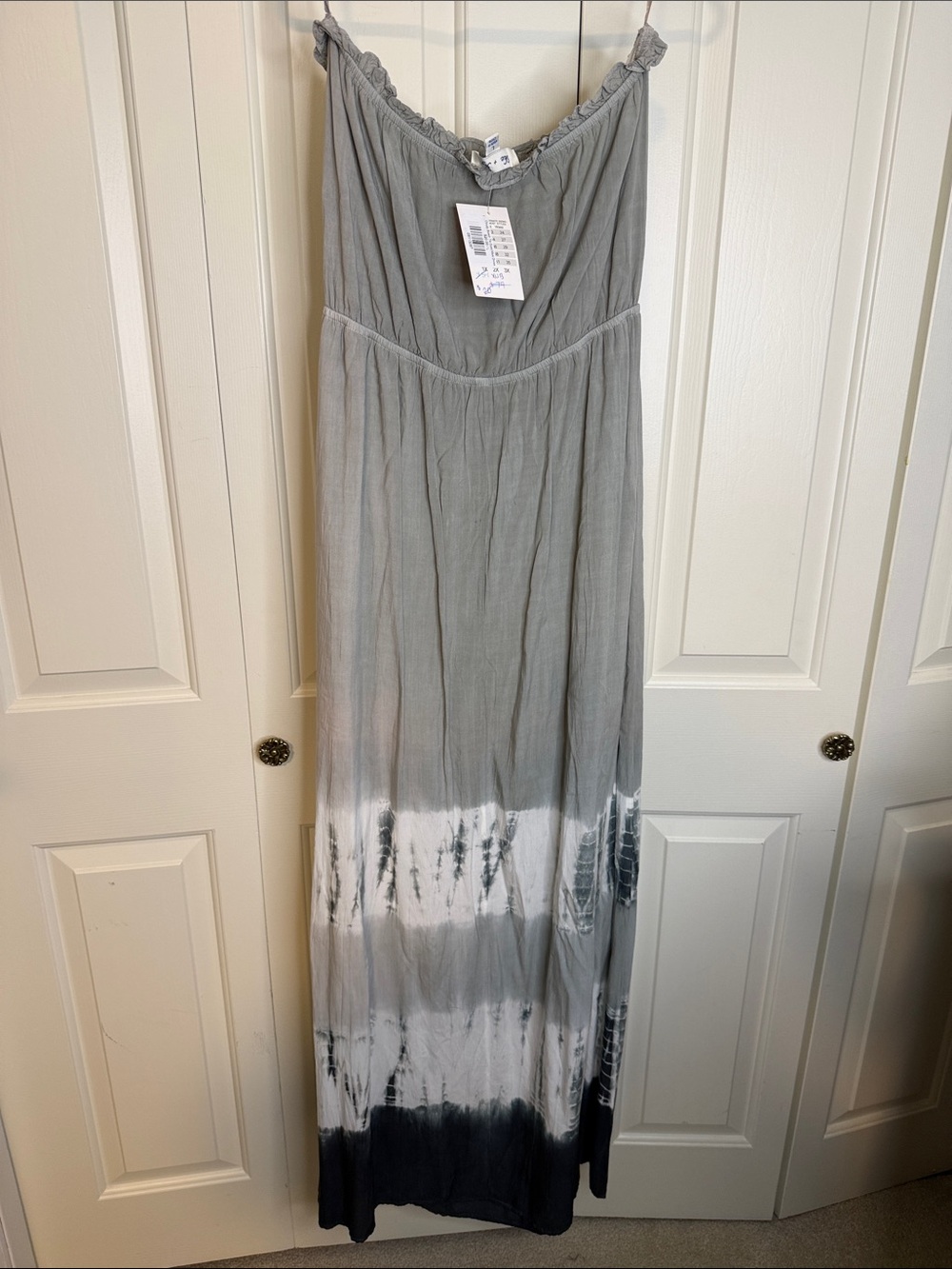 NWT Gray Tie-Dye Maxi Dress with Spaghetti Straps - Picture 7 of 8